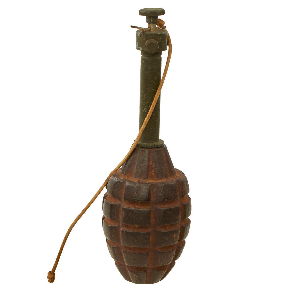 Original U.S. WWII Inert MkII Pineapple Grenade with Demilitarized M1 Firing Device Release Original Items