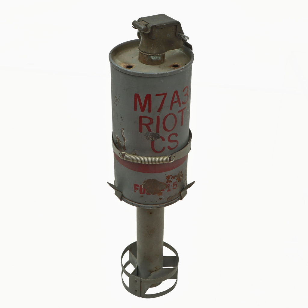 Original U.S. Vietnam War Era Inert M7A3 Riot CS Grenade With M201A1 Fuze and Grenade Launcher Adapter Original Items