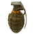 Original U.S. WWII Inert MkII Pineapple Grenade with Yellow Ring with Correct Fuze with Worn-Away Markings - Great Paint Original Items