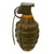 Original U.S. WWII Inert MkII Pineapple Grenade with Yellow Ring with Correct Fuze with Worn-Away Markings - Great Paint Original Items