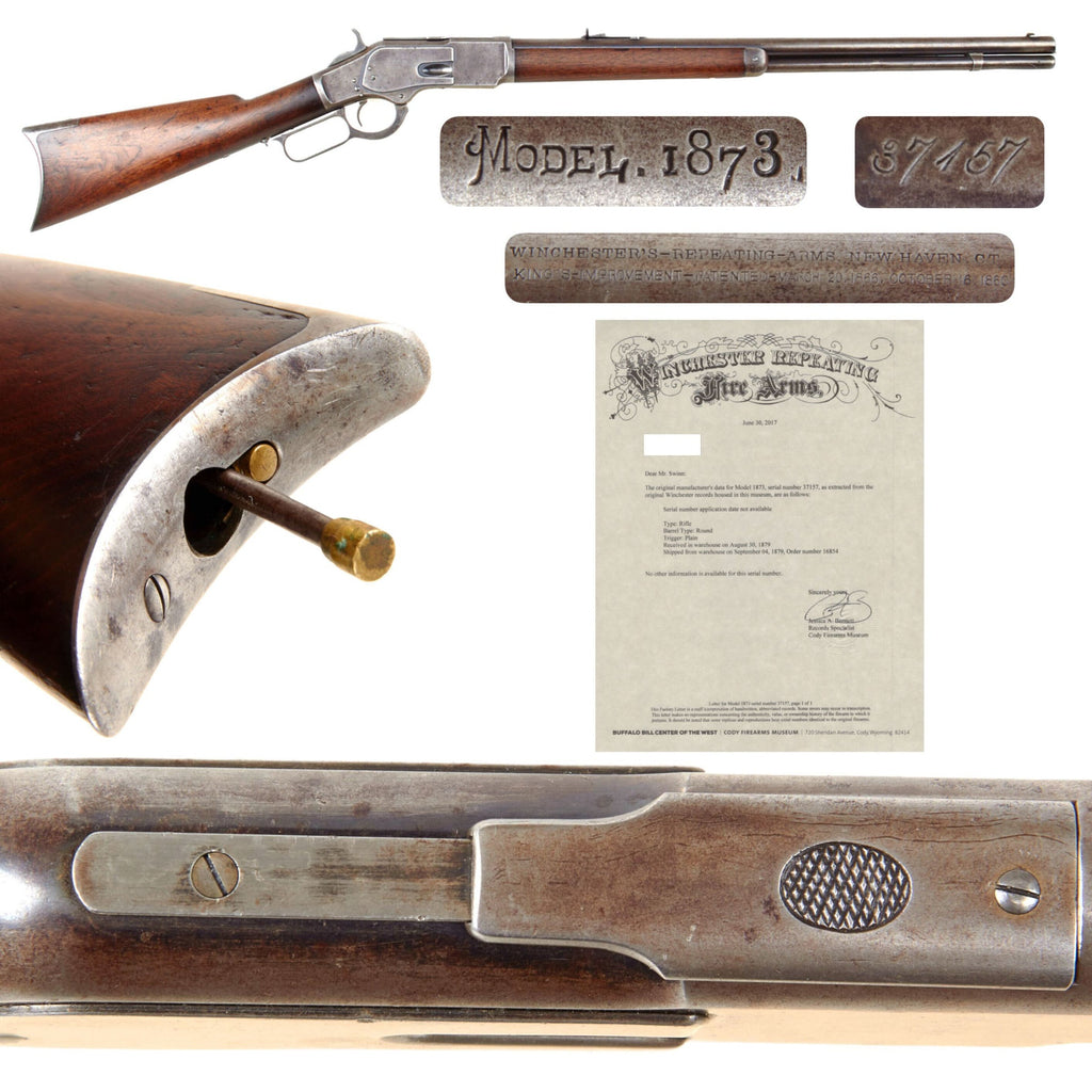 Original U.S. Winchester Early 2nd Model 1873 .44-40 Repeating Rifle Made in 1879 with 24" Round Barrel, Cleaning Rod, and Factory Letter - Serial 37157 Original Items