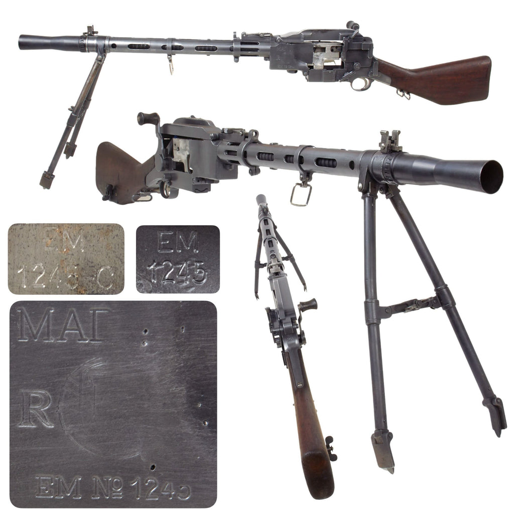 Original WWII Danish Madsen Display Light Machine Gun with Internal Components - Serial EM No. 1245 Original Items