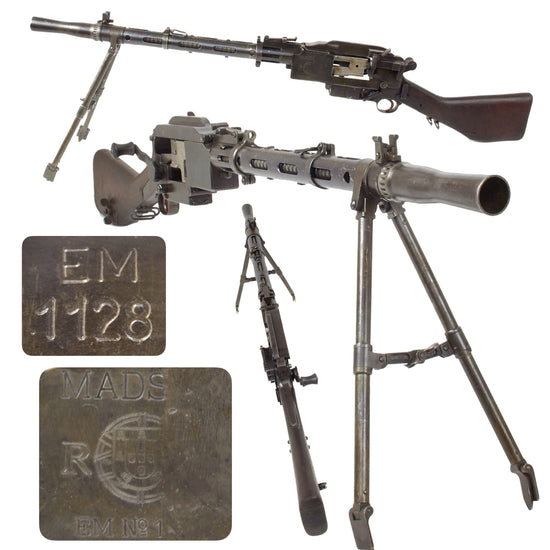 Original WWII Danish Madsen Display Machine Gun with Internal Components - Serial EM No. 1128