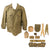 Original U.S. WWII Uniform & Field Gear Lot - M1943 Field Jacket with Pouches, Canteen Cover, Shovel Cover, and Belts - 10 Items Total Original Items