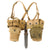 Original U.S. WWII USMC M1923 Belt Rig with USN Ka-Bar Knife, Two 4th Pattern Rabbit Ear Canteen Covers with Canteens, First Aid Pouch, and P-41 Suspenders Original Items