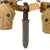 Original U.S. WWII USMC M1923 Belt Rig with USN Ka-Bar Knife, Two 4th Pattern Rabbit Ear Canteen Covers with Canteens, First Aid Pouch, and P-41 Suspenders Original Items