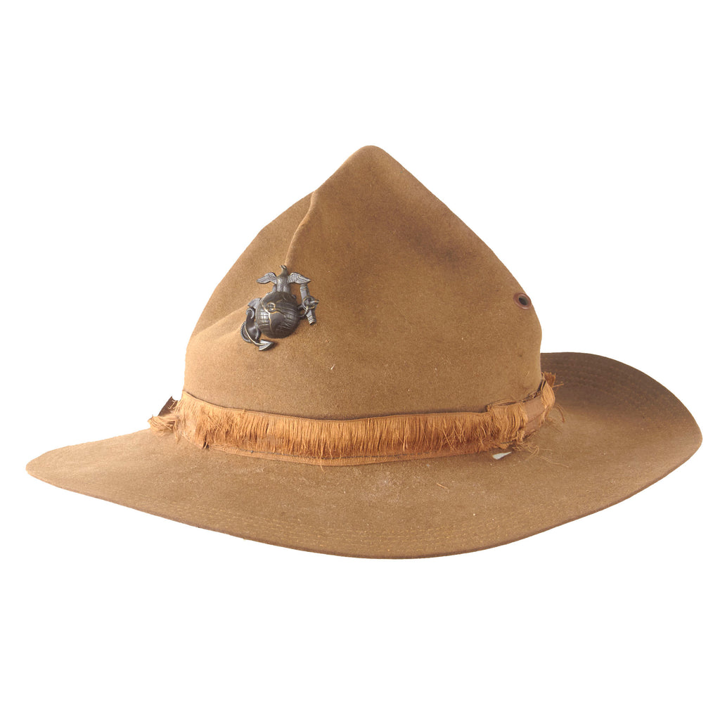 Original U.S. WWI Marine Corps Army M-1911 Campaign Hat with EGA Device by Stetson - Retailed in Indianapolis Original Items
