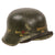 Original German WWII USGI Repainted Travel Diary Large M42 Helmet with 1943 Dated 58cm Liner and Chinstrap - Stamped EF66 Original Items