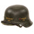 Original German WWII USGI Repainted Travel Diary Large M42 Helmet with 1943 Dated 58cm Liner and Chinstrap - Stamped EF66 Original Items