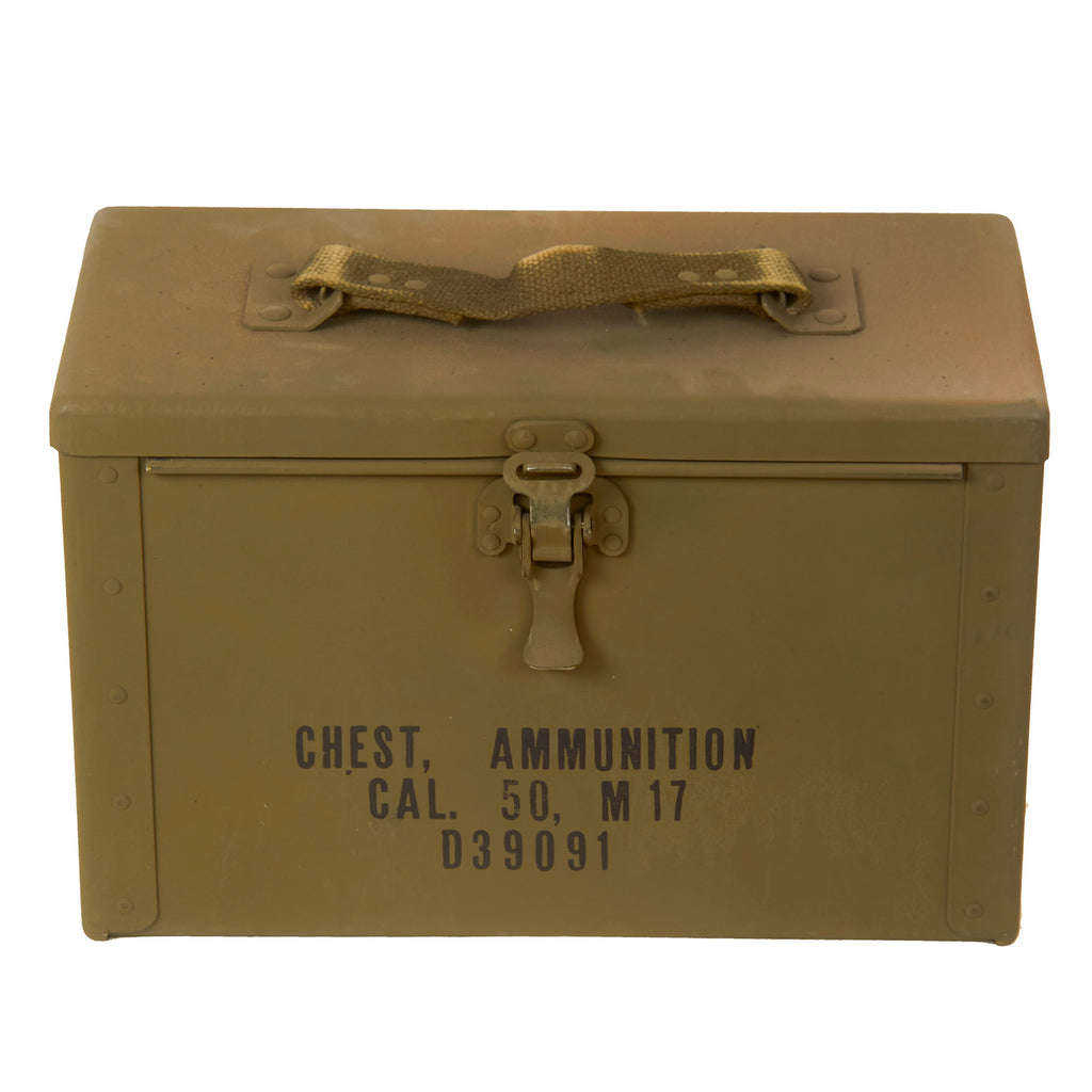 Original U.S. WWII Early Style M17 .50 Cal. Ammunition Chest Unissued from 1943-Dated Crate - NOS Original Items