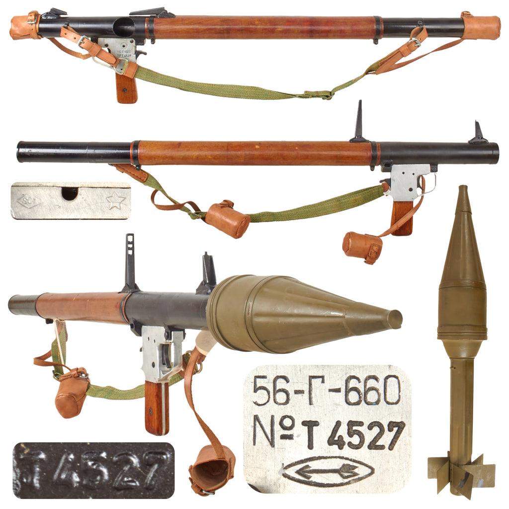 Original Soviet Cold War Inert RPG-2 Rocket Propelled Grenade Launcher Serial T4527 by Kovrov Mechanical Plant with Demilled Vietnam-Bringback B-40 Rocket