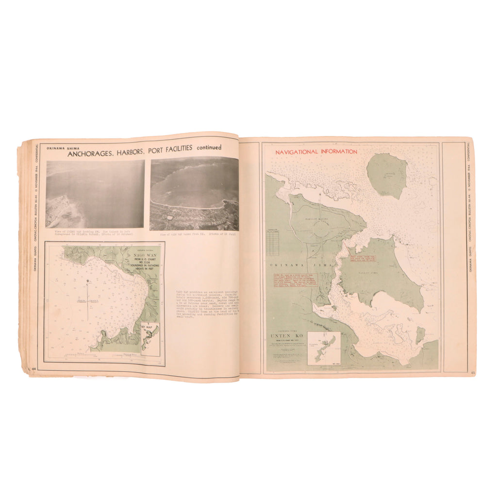 Original U.S. WWII Confidential Battle of Okinawa Invasion Plan Dated November 1944 - Missing Cover