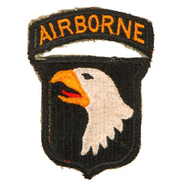 Original U.S. WWII Type 3 101st Airborne Division Red Tongue Patch with Rocker