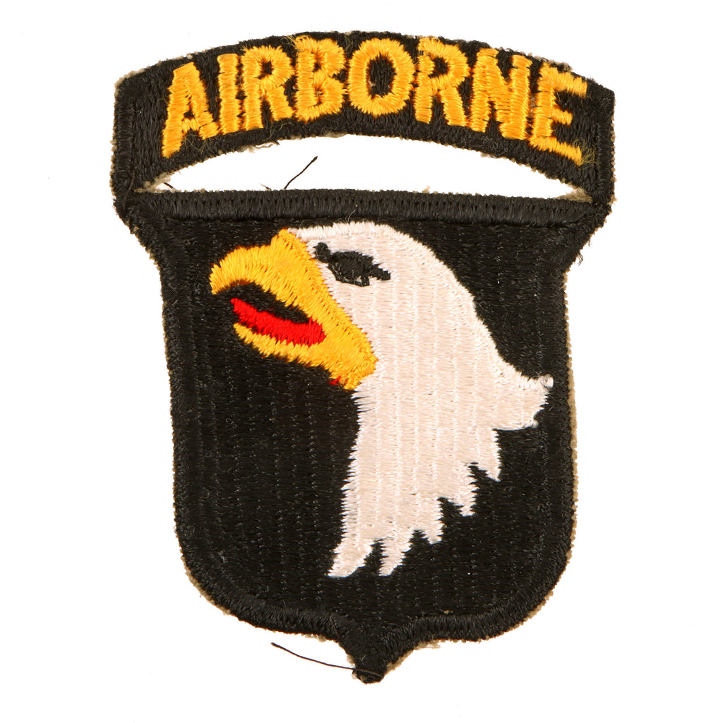 Original U.S. WWII Rare 101st Airborne Division Type 7 Patch with White Back & Integral Rocker Original Items