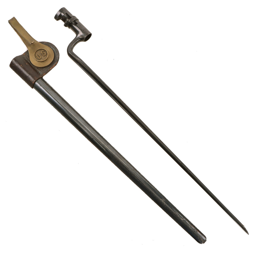 Original U.S. Springfield Trapdoor M1873 Rifle Socket Bayonet with U.S. Scabbard & M1887 Hanger - Excellent