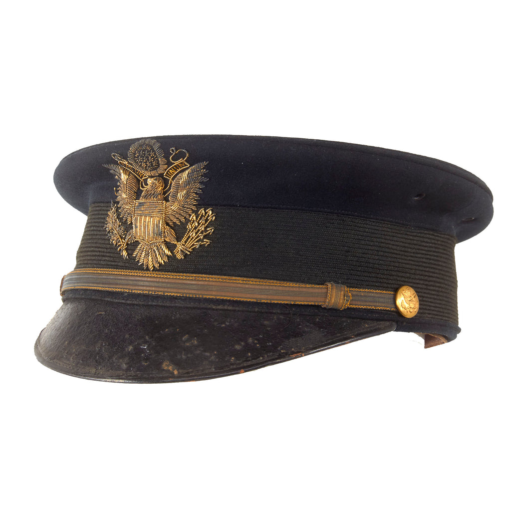 Original U.S. Pre-WWI US Army Named M1902 Officer’s Visor Cap with Direct Embroidered Bullion Insignia by H.V. Allien & Co. of New York Original Items