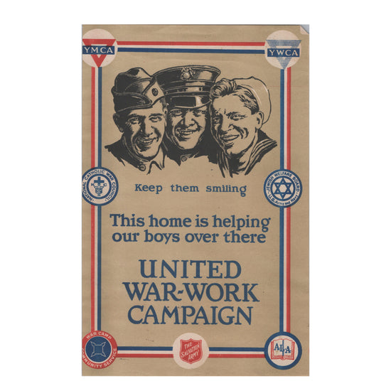 Original U.S. WWI United War Worker Campaign Miniature Size Poster - 6 ⅞ x 10 ½” Original Items