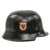 Original German WWII M34 Square Dip Ordnungspolizei Police Double Decal Steel Helmet by Eisenhüttenwerke Thale with Liner