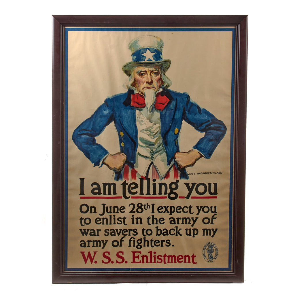 Original U.S. WWI Framed Uncle Sam WSS Enlistment Poster by James Montgomery Flagg - 22¼ x 32¼” Original Items
