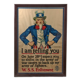 Original U.S. WWI Framed Uncle Sam WSS Enlistment Poster by James Montgomery Flagg - 22¼ x 32¼”