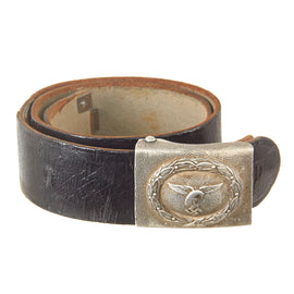Original German Pre-WWII Luftwaffe EM/NCO Felt Padded Leather Dress Belt with Early Droop Tail Eagle Aluminum Buckle