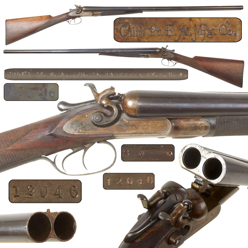 Original U.S. Colt Model 1878 10 Gauge Double Barrel Hammer Shotgun with 32" Barrels, Serial No. 12046, Made in 1882