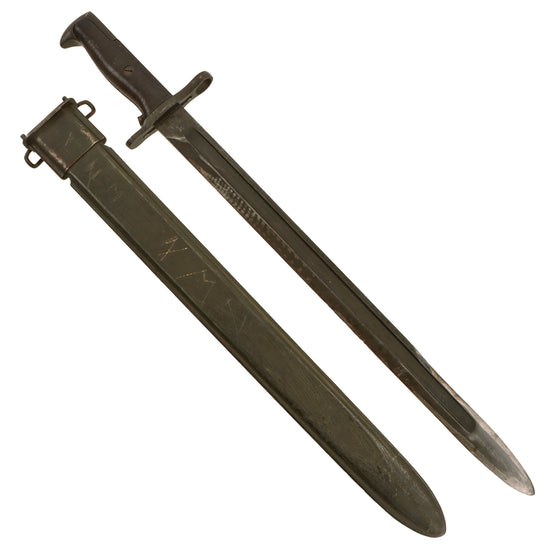 Original U.S. WWII 16” Model 1905 (M1942) M1 Garand Bayonet by Union Fork & Hoe Dated 1942 with Original M3 Scabbard Original Items