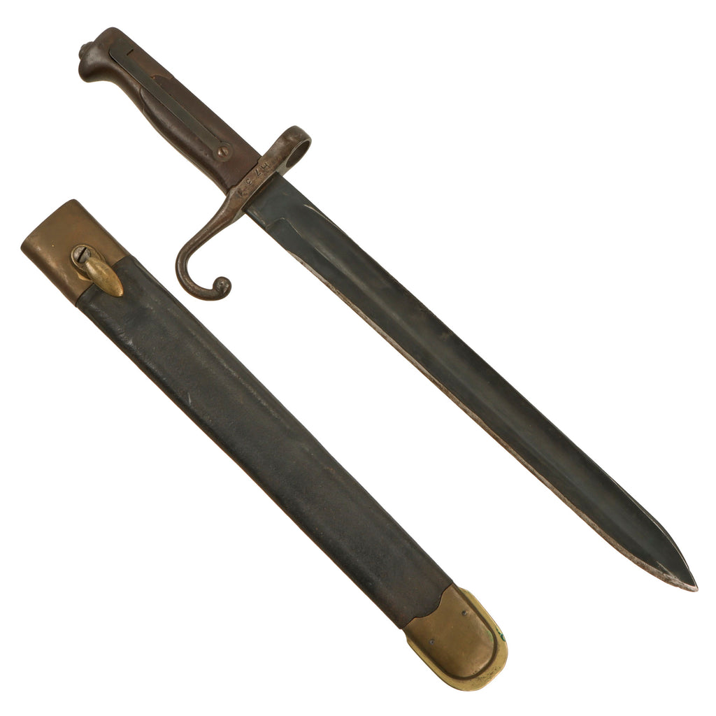 Original Italian WWI M1870/87 Vetterli Sword Bayonet Shortened in 1916 with Retained Quillion & Modified Scabbard