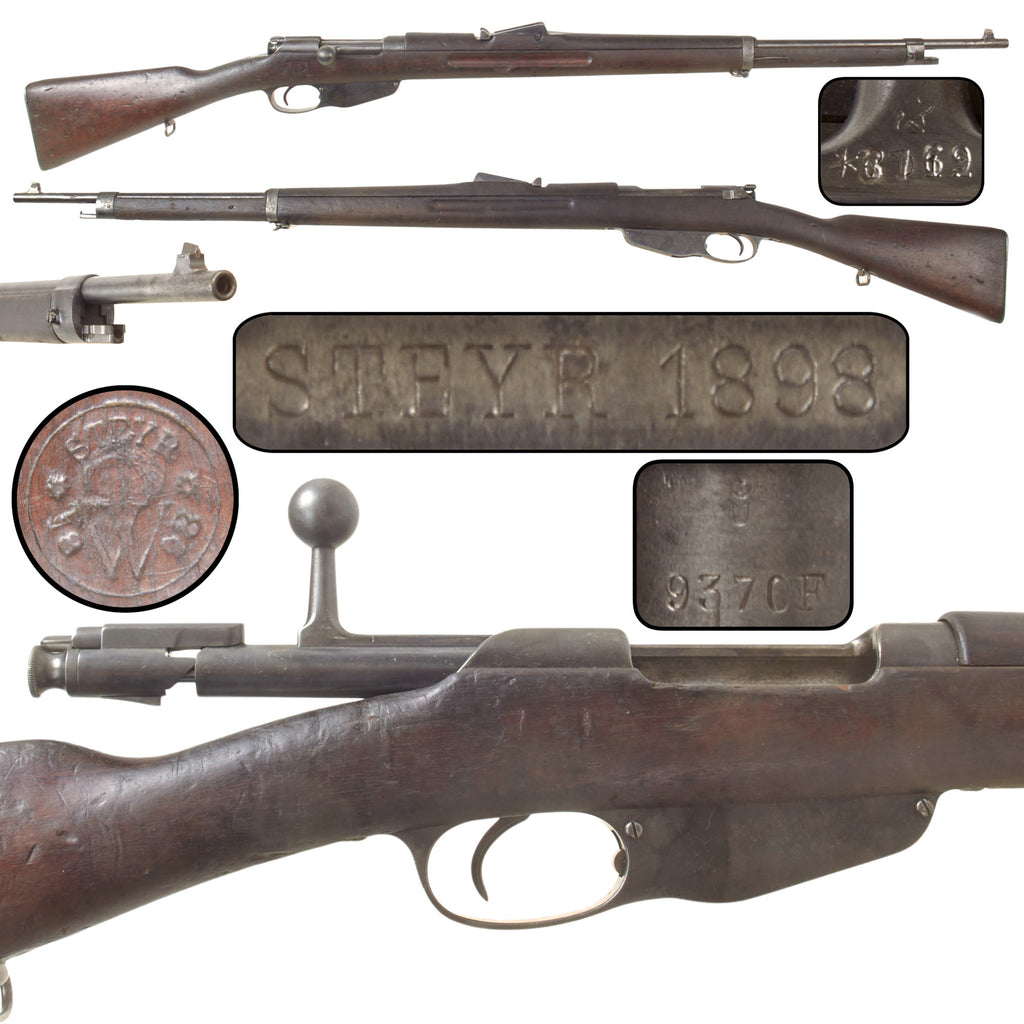 Original Dutch Geweer M.95 Mannlicher 6.5mm Infantry Rifle by ŒWG Steyr with Crown W Stock Cartouche, Dated 1898, Serial No. 9370F
