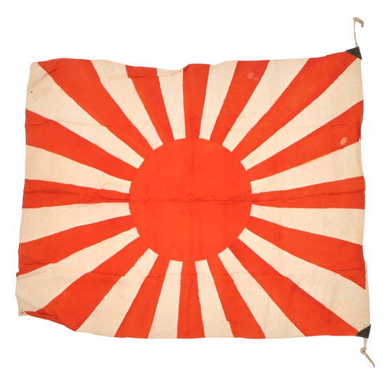 Original Imperial Japanese WWII Army Rising Sun War Flag with Original Corner Reinforcements & Tie Strings - 30 x 36” Original Items
