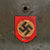 Original German WWII Ordnungspolizei Double Decal M35 Steel Combat Helmet with 1937 Dome Stamp, 1937 Dated 55cm Liner, and Broken Chinstrap, Stamped ET62