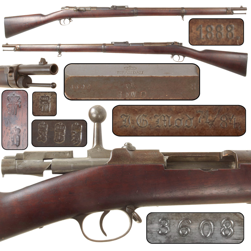Original Imperial German Mauser Model 1871/84 11mm Infantry Rifle by Spandau Arsenal, Dated 1888, Matching Serial No. 3608 with Figured Stock and Excellent Bore