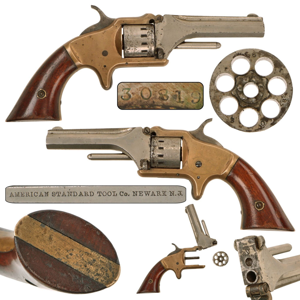 Original U.S. American Standard Tool Co. Nickel Plated .22 Rimfire Tip-Up Vest Revolver with Matching Serial No. 30819