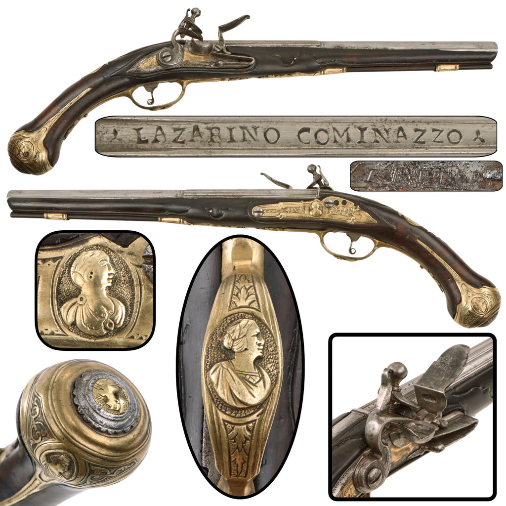 Original Early 18th Century Italian Flintlock Pistol Signed by Rettori of Brescia with Lazarino Cominazzo Barrel, Circa 1710