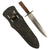 Original U.S. WWII Kennedy Brothers Style Double Edge Theater-Made Fighting Knife with Tooled Leather Scabbard Original Items
