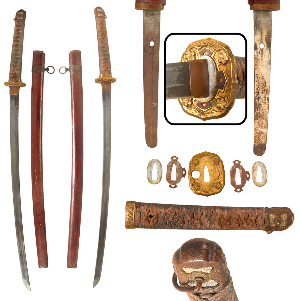 Original Japanese WWII Type 98 Shin-Gunto Katana Sword by NAGAMURA KIYONOBU with Wooden Scabbard - Service Used Original Items