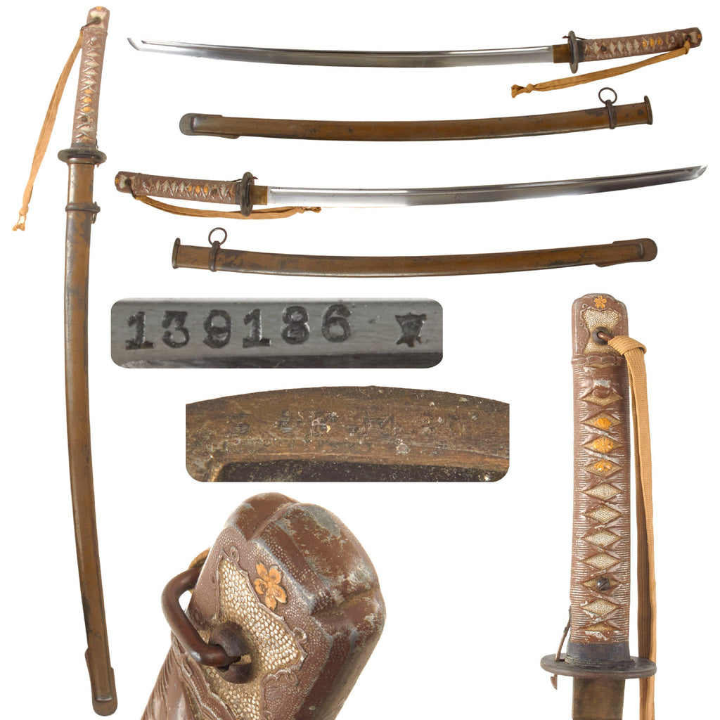 Original WWII Japanese Army Type 95 NCO Aluminum Handle Katana Sword with Scabbard and Tassel - Serial 139186 Original Items