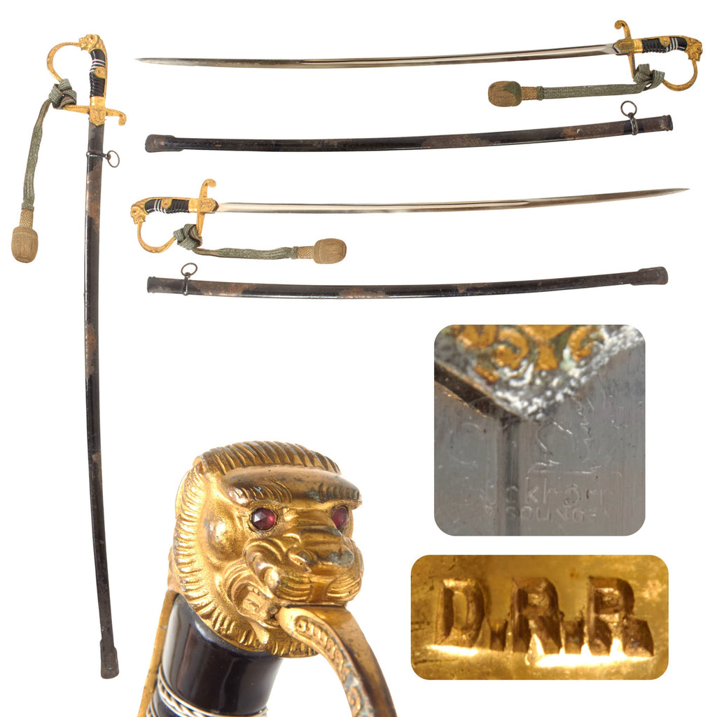 Original German WWII Field Marshal Series Lion Head Zieten Pattern Army Officer Sword by Carl Eickhorn with Scabbard and Troddel Knot Original Items