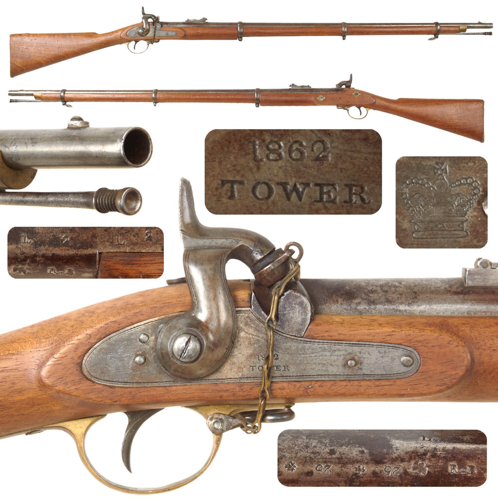 Original U.S. Civil War 3rd Model P-1853 Enfield Three Band Percussion Export Rifle marked HALL - Marked 1862 Tower Original Items