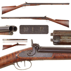 Original 19th Century U.S. Double Barreled Cape Percussion Combination Gun with Set Trigger and Flame Figured Stock - Circa 1850