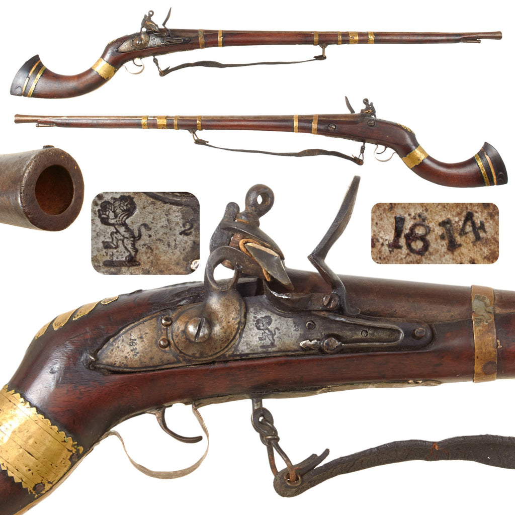 Original Indian - Afghan Frontier Flintlock Jezail Musket with British EIC Brown Bess Rampant Lion Lock Dated 1814 Original Items