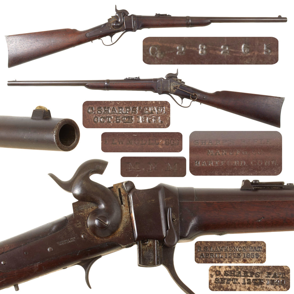 Original U.S. Civil War Sharps New Model 1863 Vertical Breech Saddle-Ring Carbine - Serial C,28265 - Unconverted Original Items