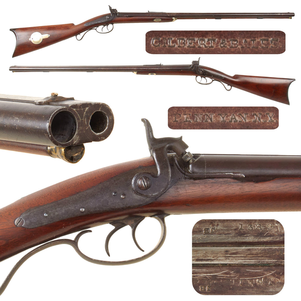 Original 19th Century U.S. Double Barreled Cape Percussion Combination Gun by Gilbert & Bales of Penn Yan, NY - Circa 1850 Original Items