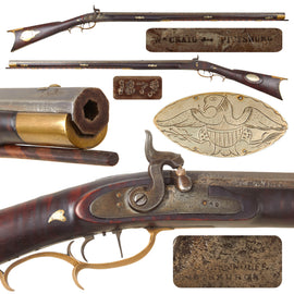 Original U.S. Pennsylvania Tiger Flame Maple Percussion Rifle by William Craig of Pittsburgh with Whitmore & Wolff Lock and Set Trigger - Circa 1855