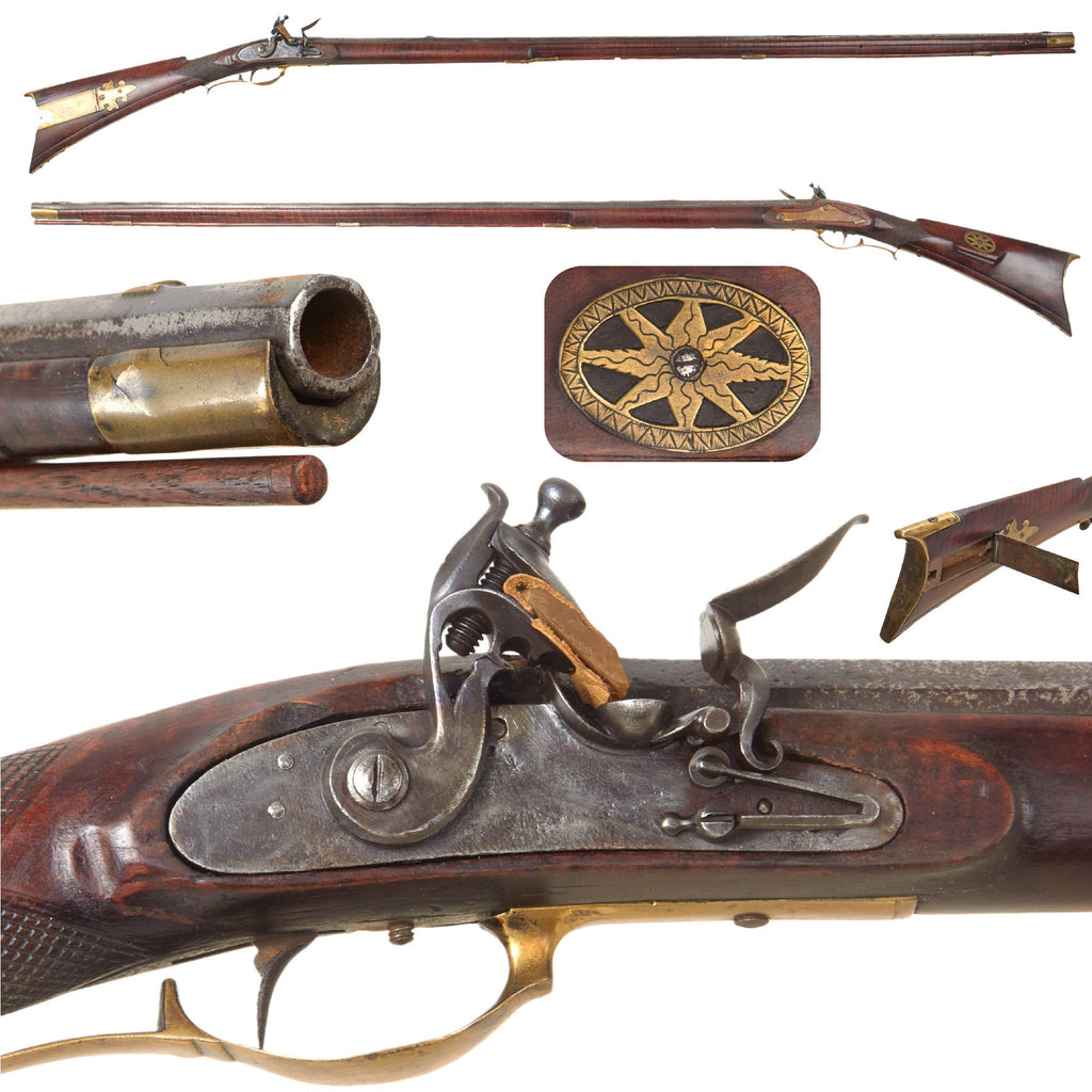 Original U.S. Colonial Pennsylvania 31 Bore Full Flame Maple Stock Flintlock Fowling Piece with Engraved Patch Box and Hunter's Star Inlay - Circa 1760 Original Items