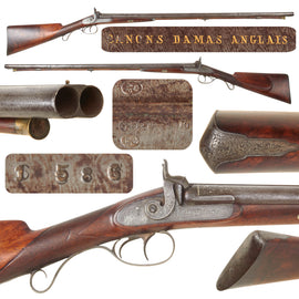 Original Belgian High Grade Double Barrel 15 Bore Percussion Fowling Piece with 34" 'English' Damascus Barrels - Circa 1850