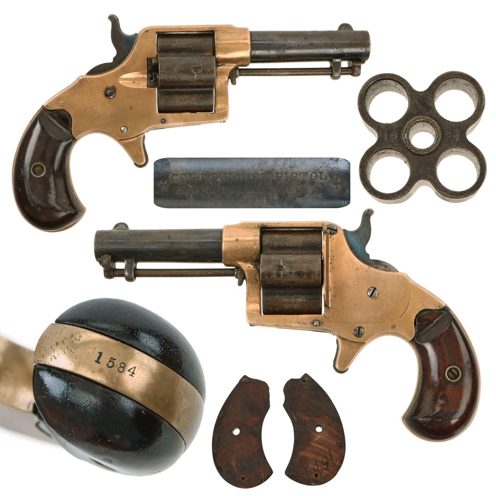 Original U.S. Colt Brass Frame "Cloverleaf" House Model .41 Rimfire Revolver made in 1871 - Serial 1584 Original Items