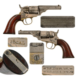 Original U.S. Civil War Era Rare Nickel-Plated Colt M-1862 Pocket Navy .38 Centerfire Cartridge Factory Converted Revolver - Serial 307737