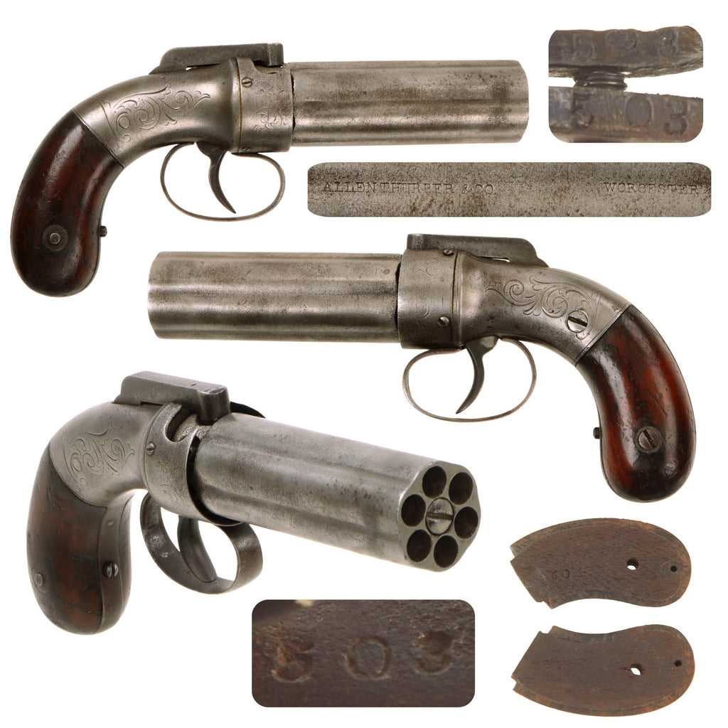 Original U.S. Allen, Thurber & Co. 1845 Patent .31cal Percussion Pepperbox Revolver - Matching Serial 503 Original Items