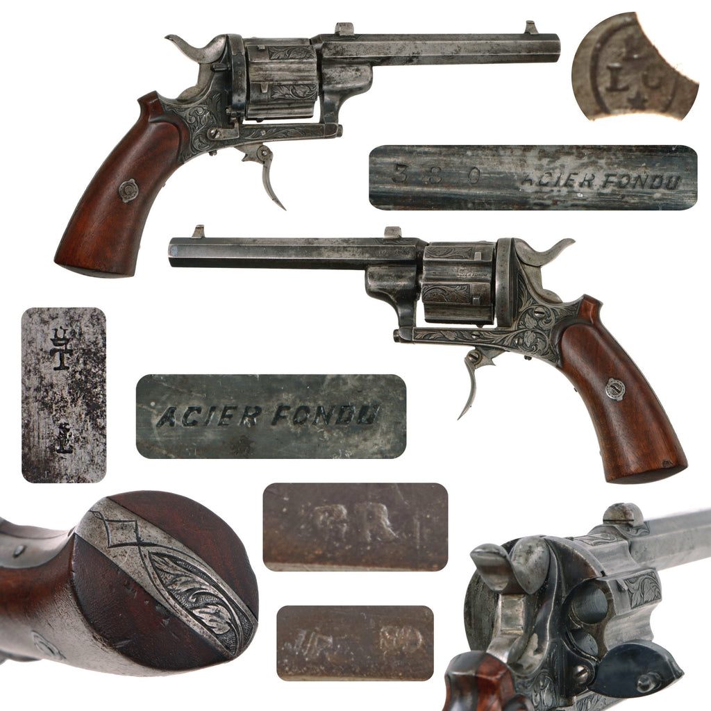 Original Belgian .38cal Rimfire Liège Proofed Double Action Revolver Serial 380 with Foldaway Trigger - Circa 1880 Original Items